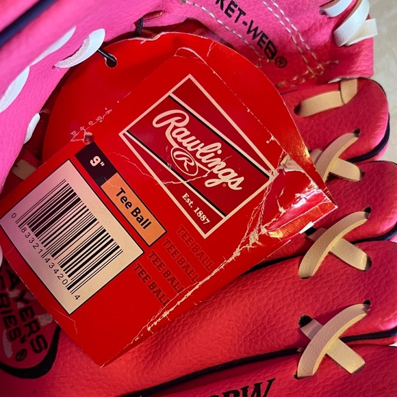 Rawlings Tee Ball Baseball Glove Pink 9 inch - Picture 3 of 4